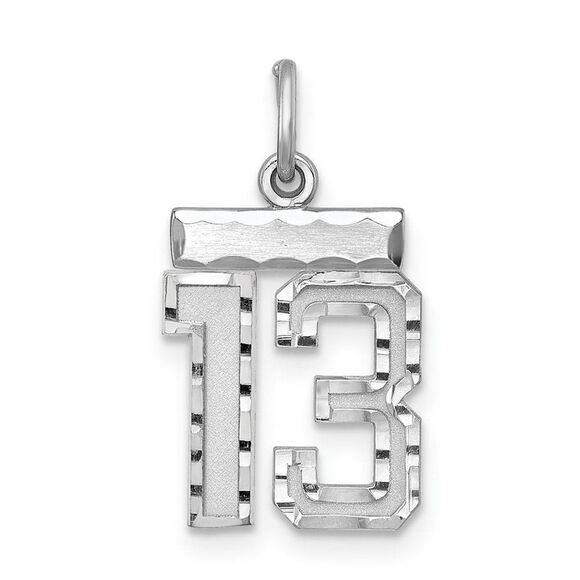 Sterling Silver, Varsity Collection, Small D/C Pendant, Number 13 - Picture 1 of 4